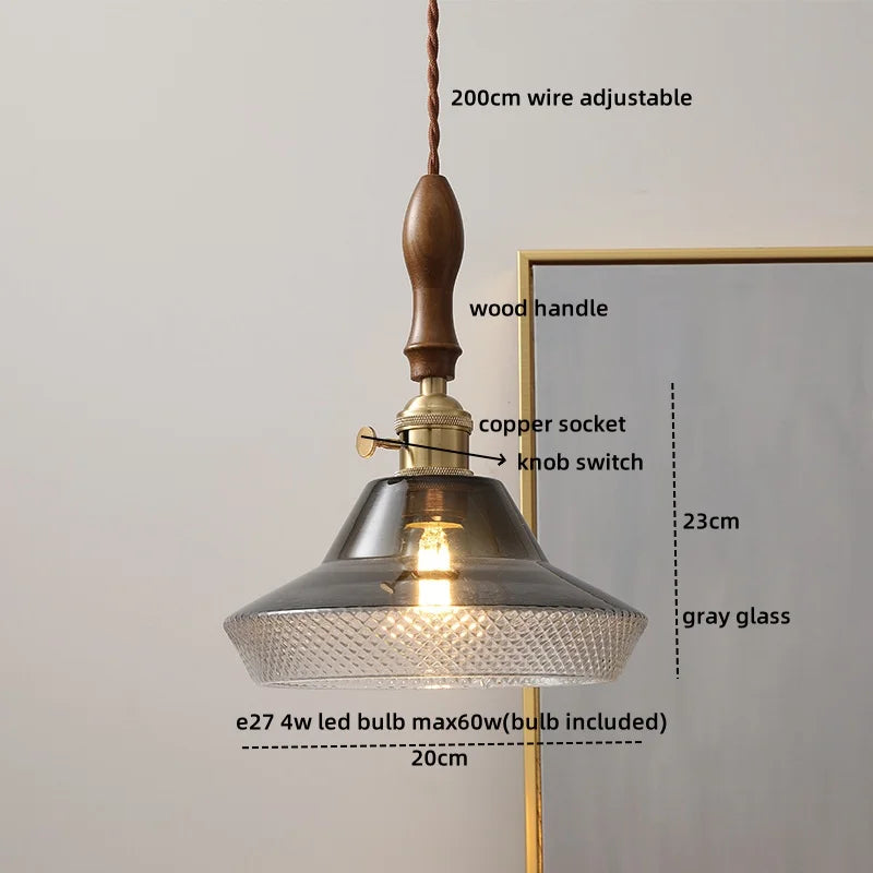 Afralia™ Glass Copper LED Pendant Lights - Modern Home Decor Hanging Lamp