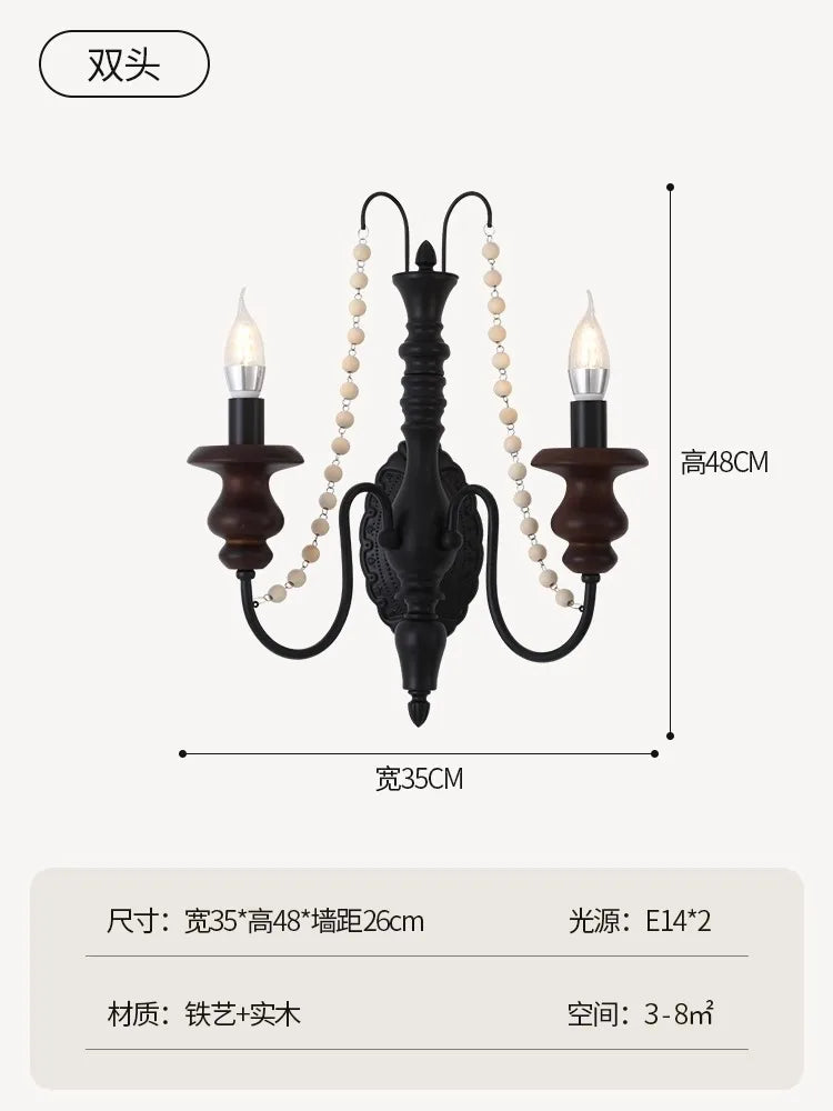 Afralia™ Solid Wood Wall Lamp LED E14 for Bedroom Living Room Lobby Corridor