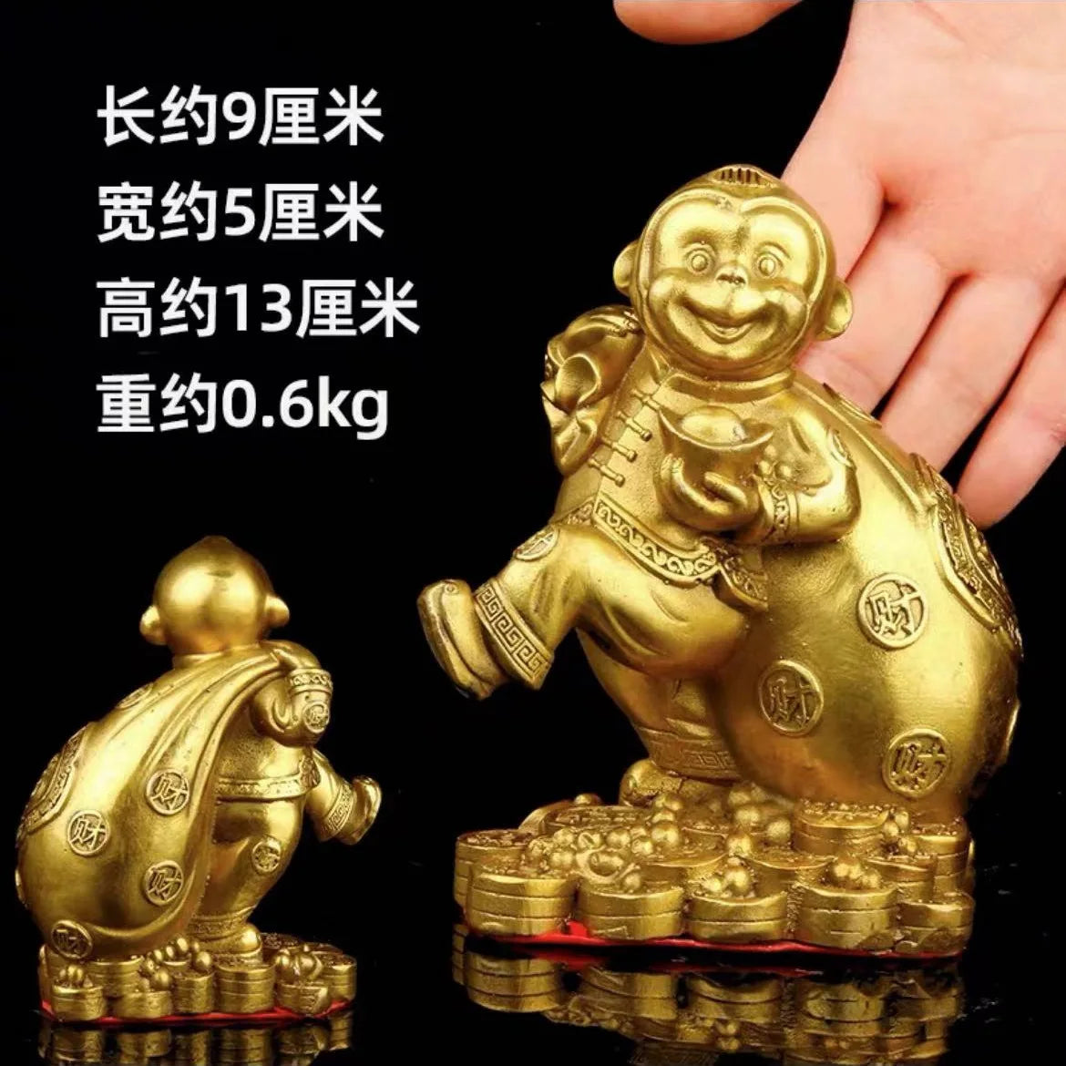 Afralia™ Metal Monkey Zodiac Ornament - Chinese Style Home Decor & Feng Shui Accessory
