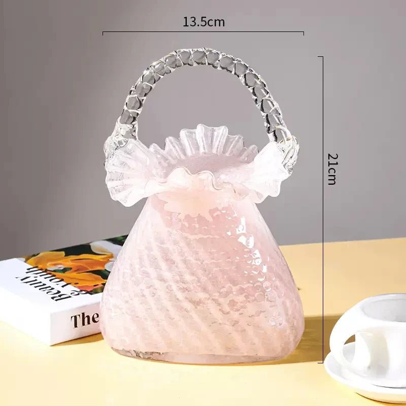 Afralia™ Crystal Flower Basket: Handmade Glass Plant Vase Home Wedding Decor