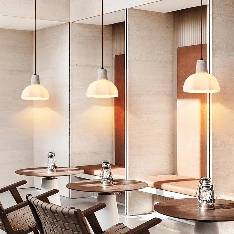 Afralia™ White Glass LED Pendant Lamp for Living Room & Dining Table