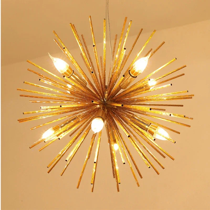 Afralia™ Geometric Starburst Chandelier: Modern LED Ceiling Lighting for Living Room & Restaurant