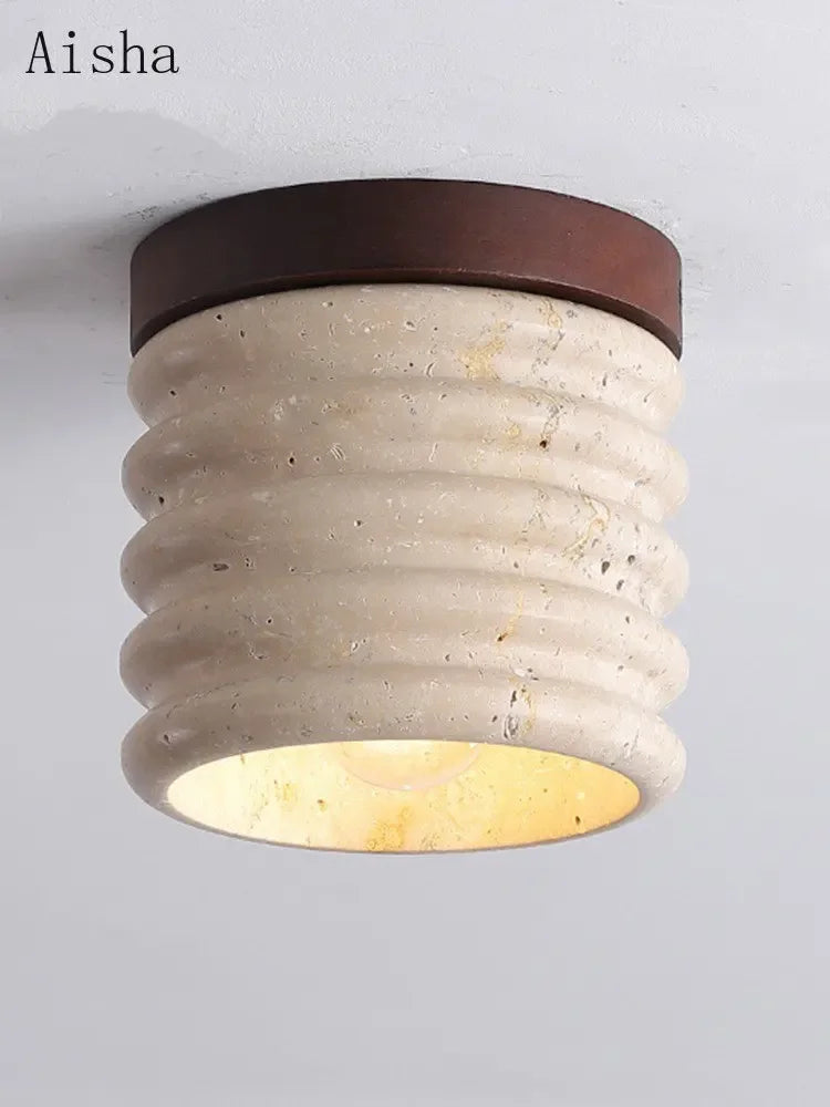 Afralia™ Retro Yellow Stone Ceiling Lamp for Home Entryway & Balcony