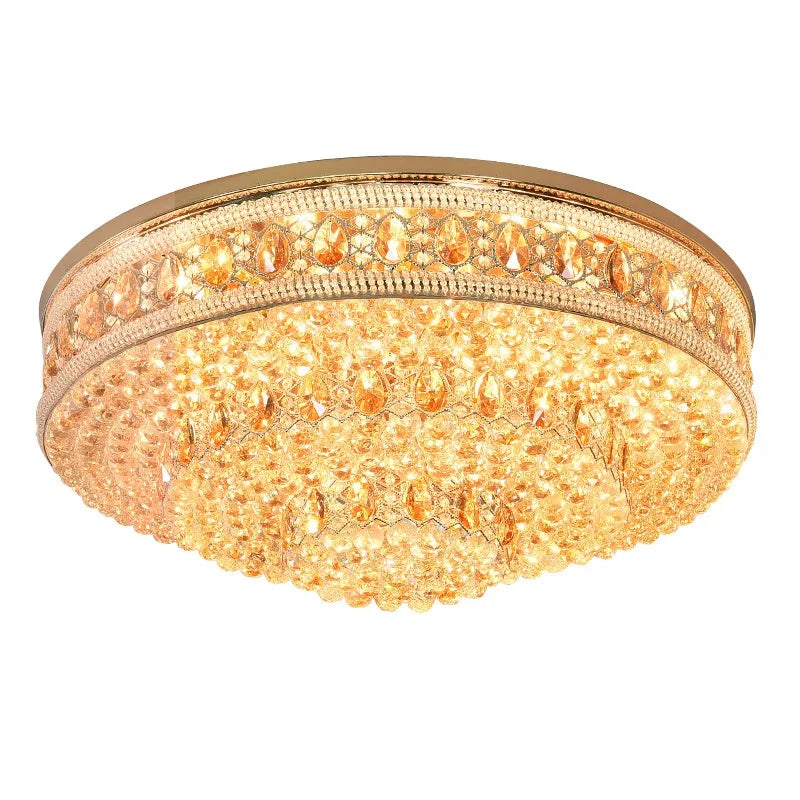 Afralia™ Large Crystal Ceiling Chandelier: Luxury Gold LED Round Ceiling Lights