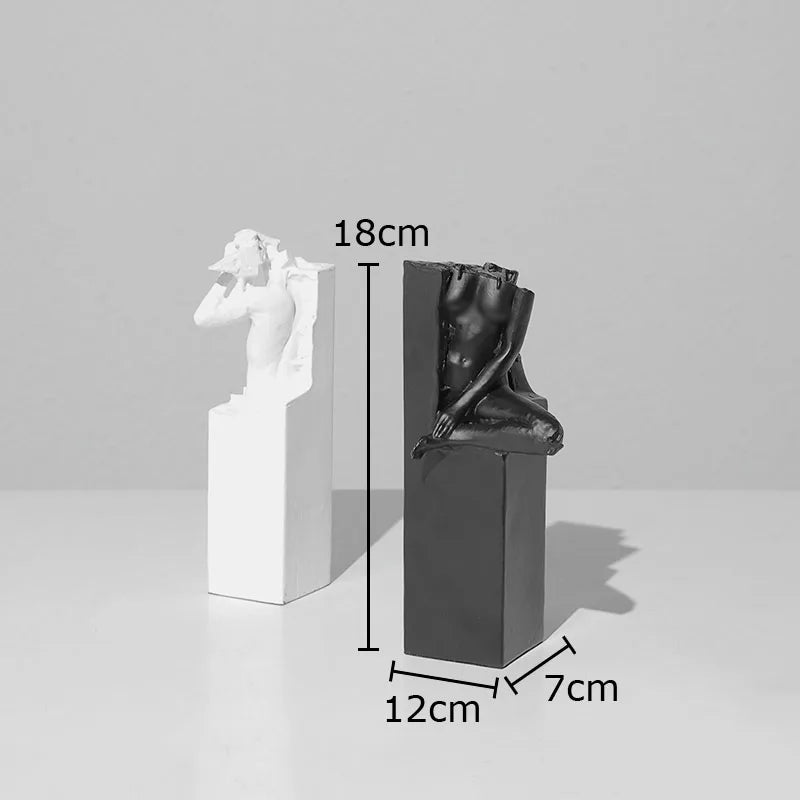 Afralia™ Abstract Art Character Statue Resin Sculpture Desk Ornament