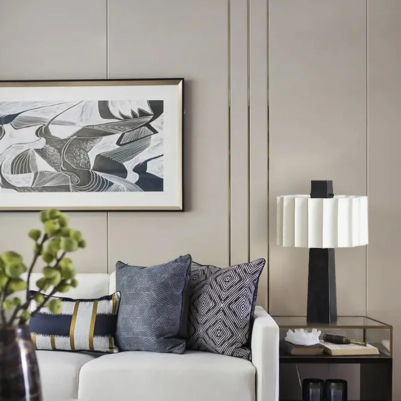 Afralia™ Minimalist Scandinavian Bedside Lamp Black Vertical Table Light