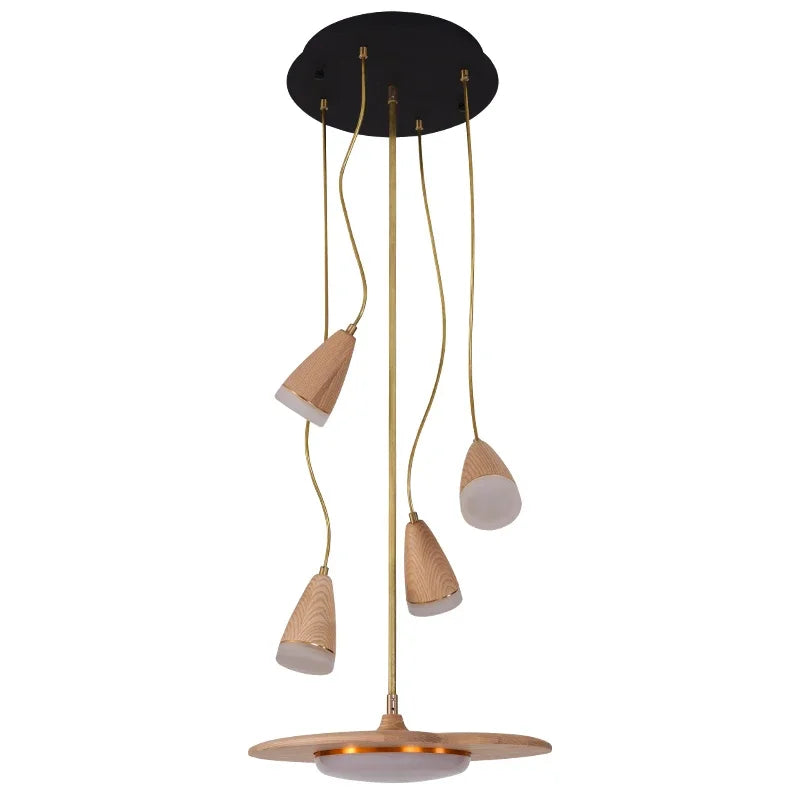 Afralia™ Wood 3-Light Chandelier for Kitchen Home Decor & Dining Room