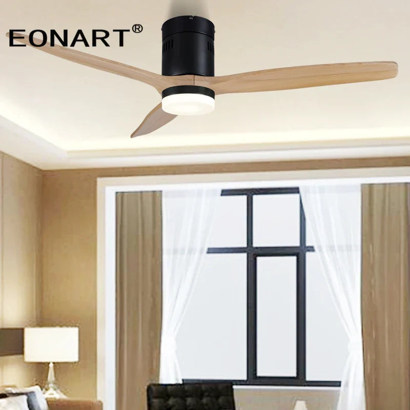 Afralia™ Modern 52" LED Ceiling Fan with Remote Control & Solid Wood Blades