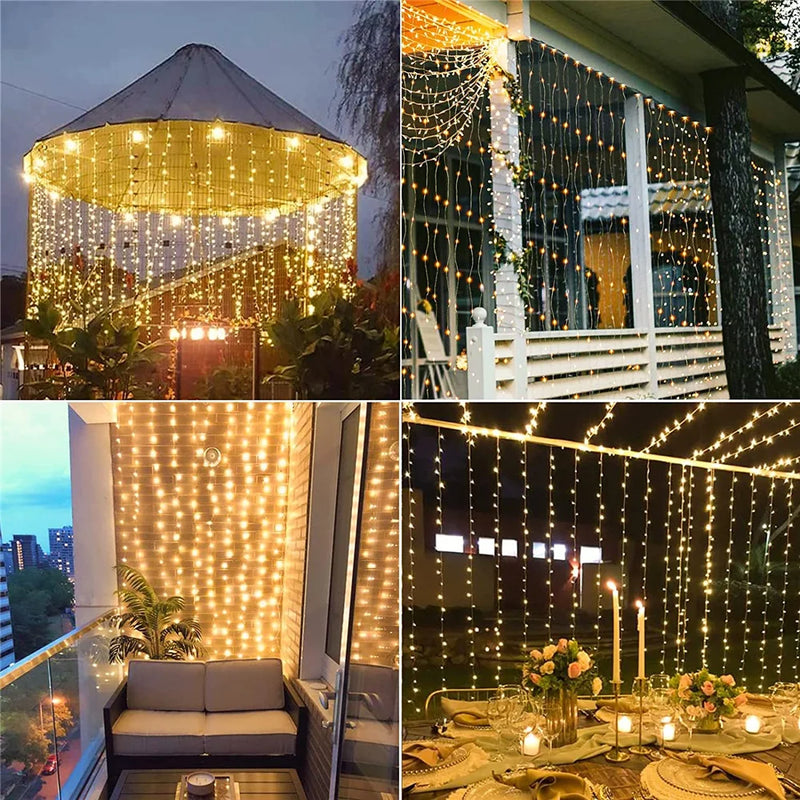 Afralia™ Solar Festoon Curtain Lights: LED Garland for Ramadan & Christmas Decoration