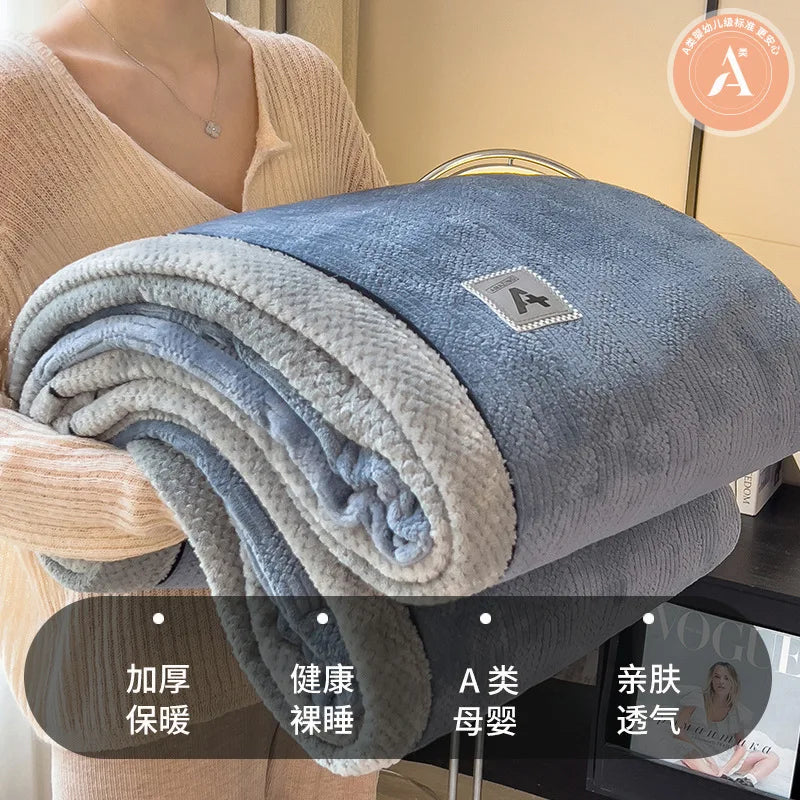 Afralia™ Light Luxury Velvet Plush Cotton Blanket