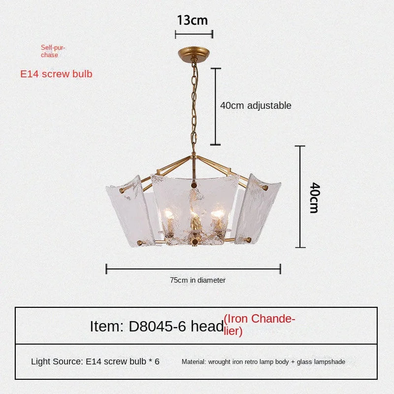 Afralia™ Retro Glass Copper Chandelier for Study & Bedroom Lighting