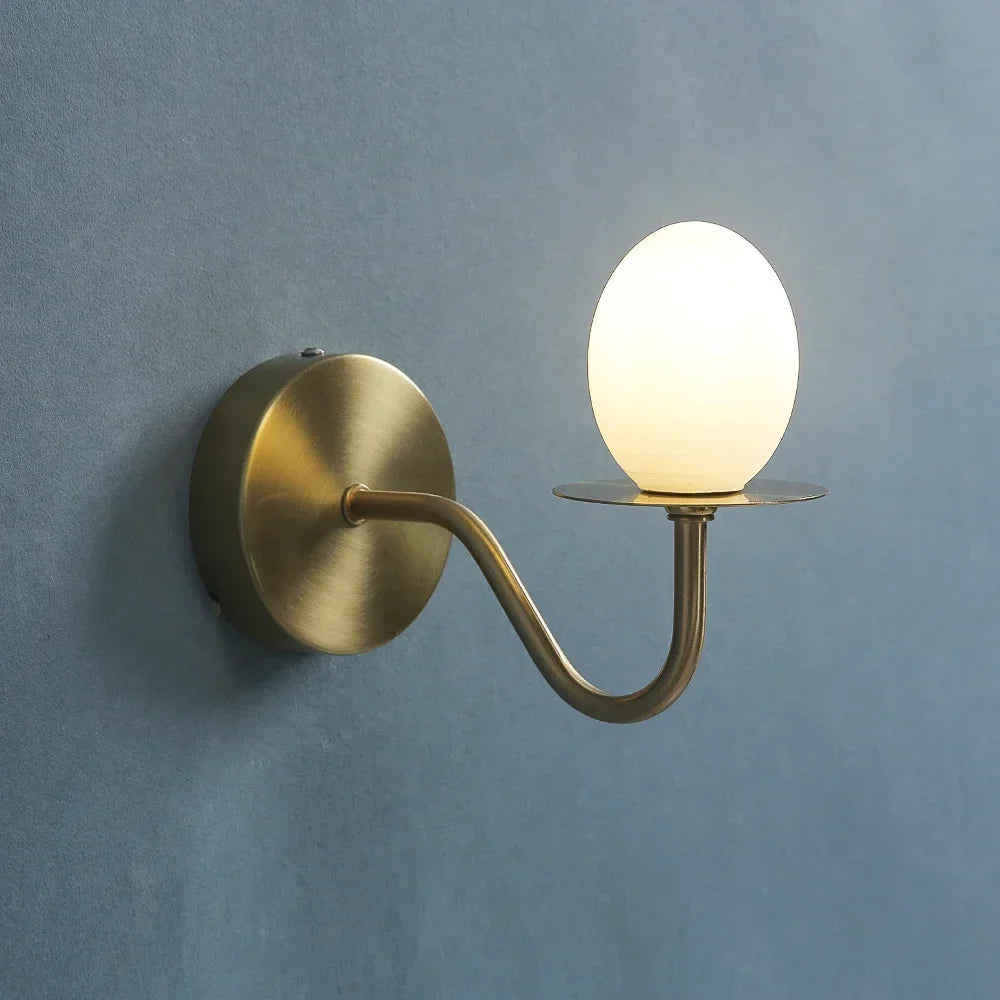 Afralia™ Glass Egg Mini Wall Lamp for Home Decor and Reading, Vintage Loft Sconce
