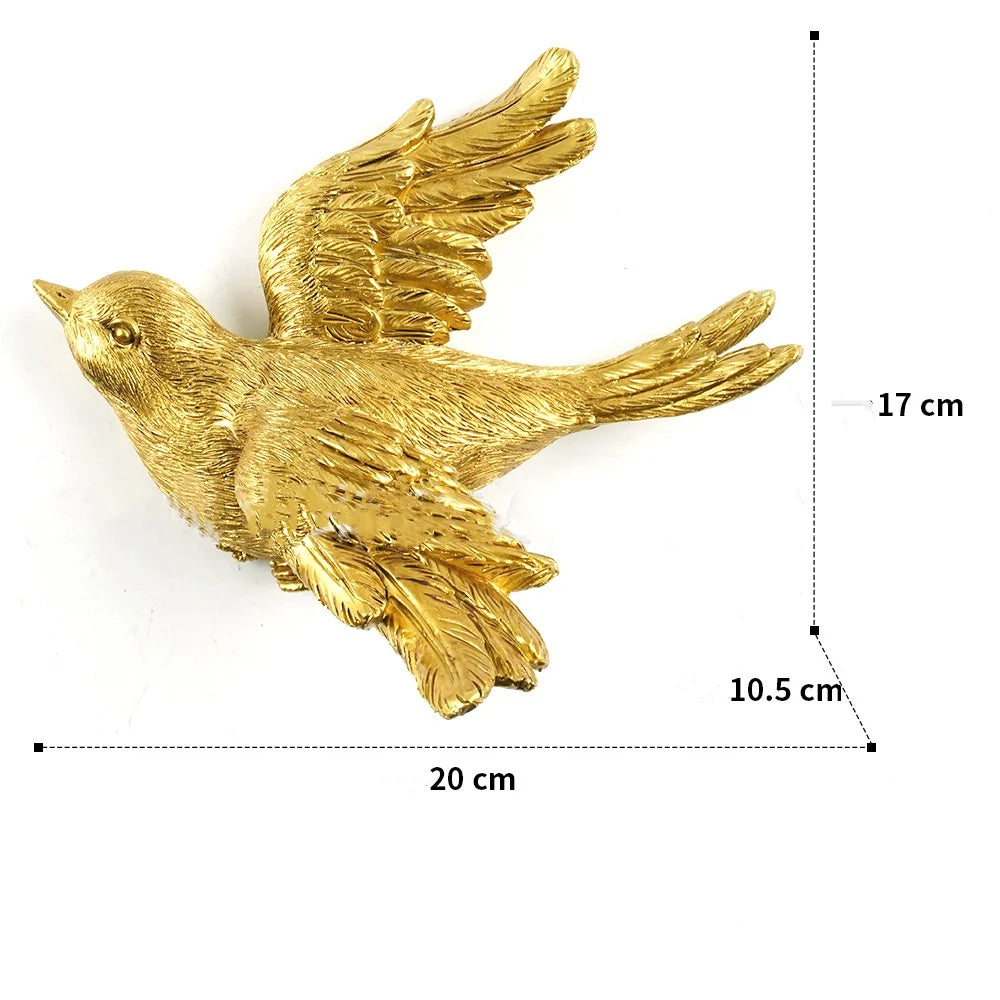Afralia™ Golden Bird & Butterfly Resin Wall Decoration Statues