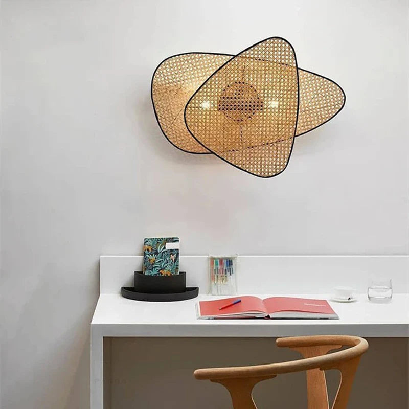 Afralia™ Wicker Bamboo Leaf Grid Chandelier: Modern Ceiling Lighting for Kitchen & Dining Room