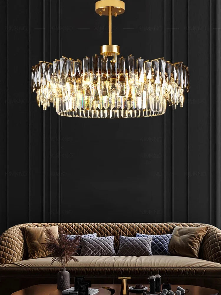 Afralia™ Gold Crystal Chandelier Modern LED Pendant Lamps