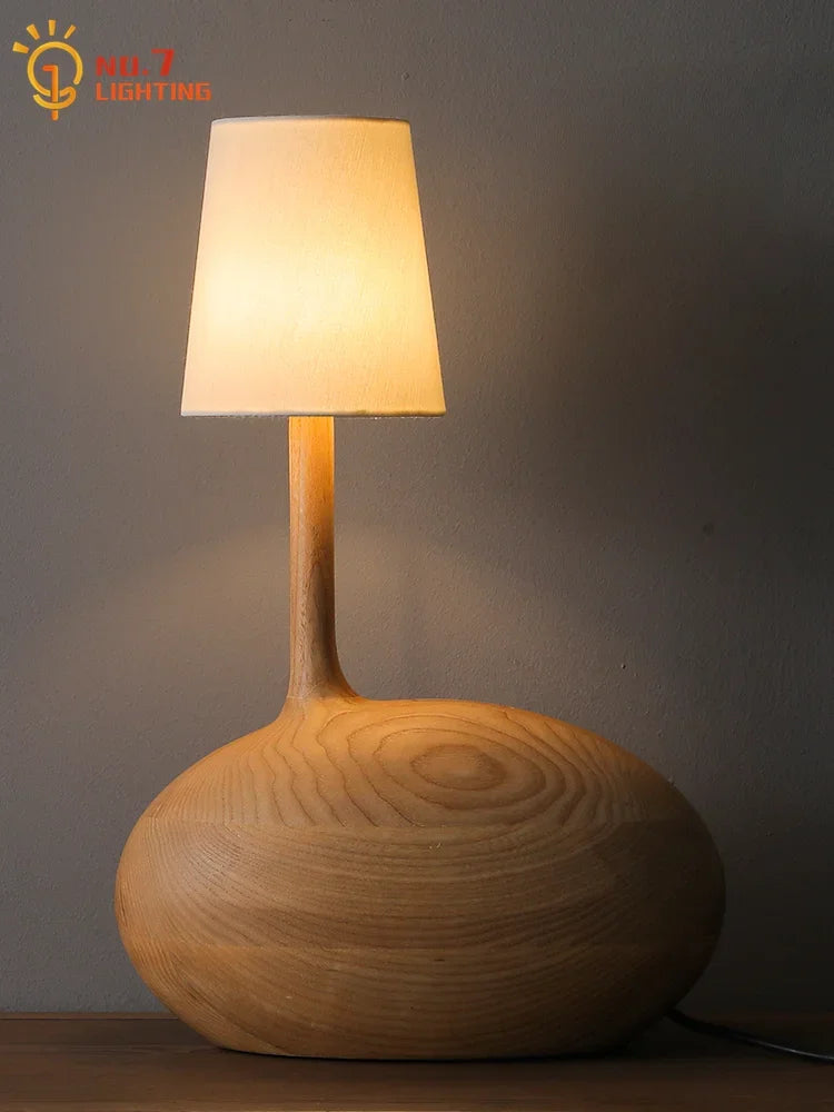 Afralia™ Zen Art Solid Wood Table Lamp LED G9 Desk Light Bedroom Living Room