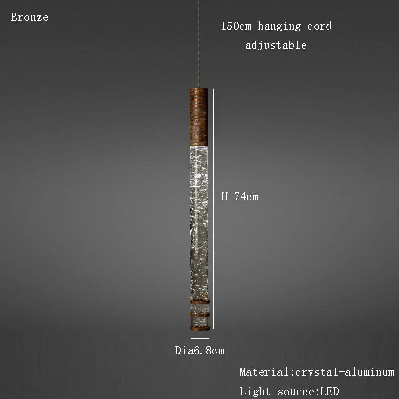 Afralia™ Crystal Pendant Lamps: Elegant Cylindrical Island & Bedside Lighting