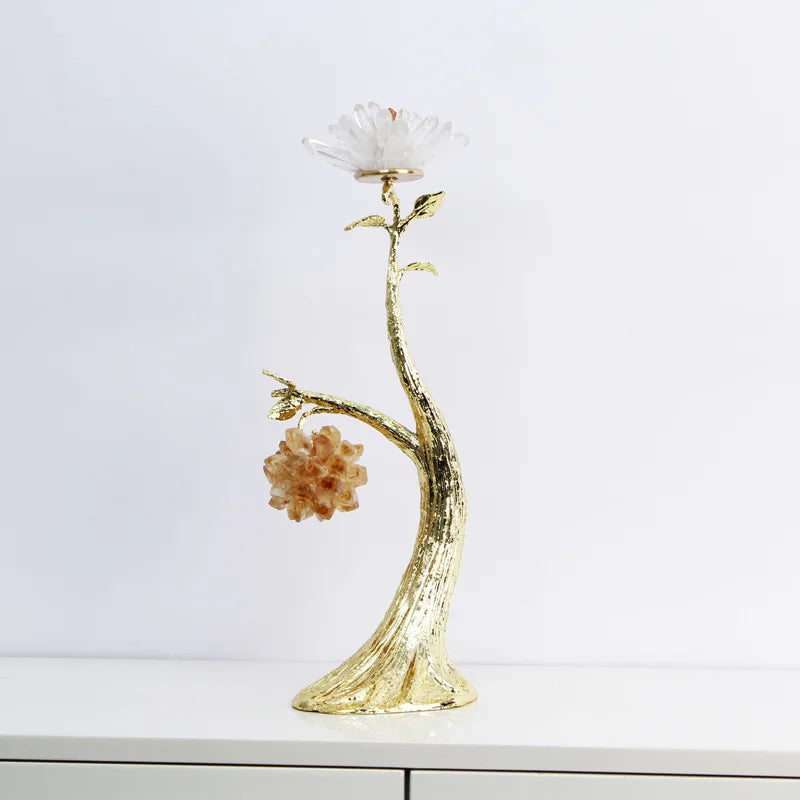 Afralia™ Metallic Crystal Tree Ornament on Marble Base for Home Decoration