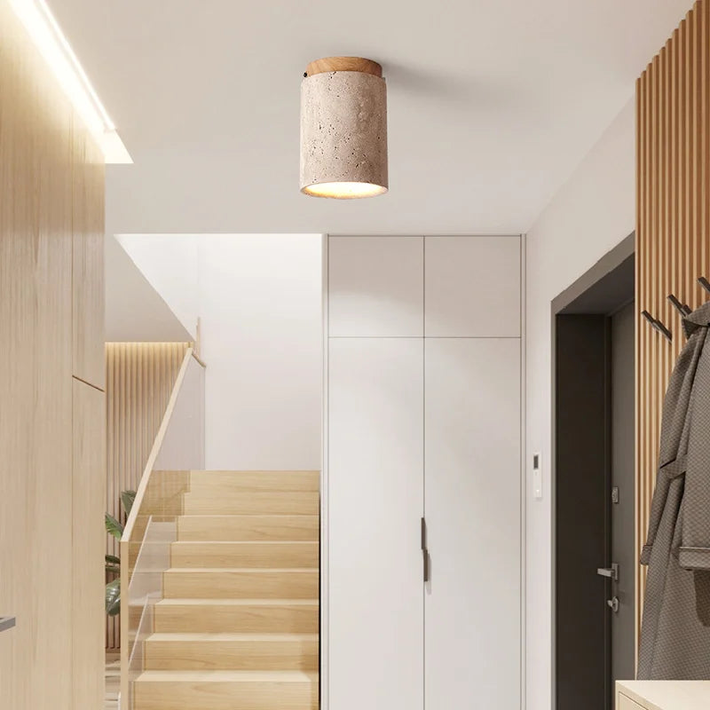 Afralia™ Travertine Stone Ceiling Downlight with E27 Bulb