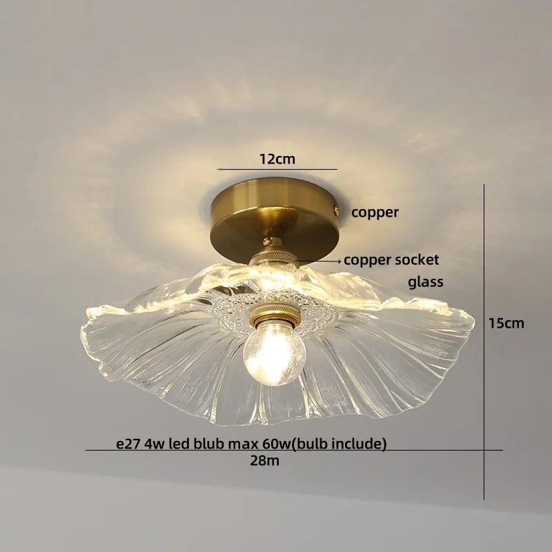 Afralia™ Green Flower Glass LED Ceiling Light Fixture - Nordic Modern Design