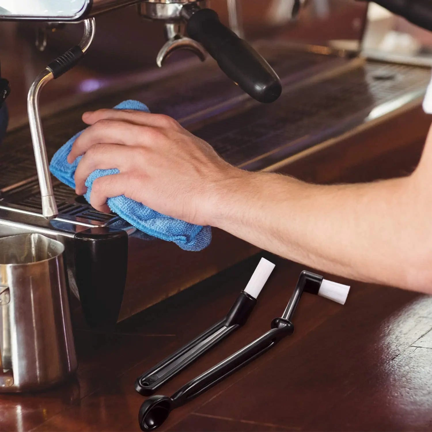 Afralia™ Espresso Machine Cleaning Kit with Spoon and Brush