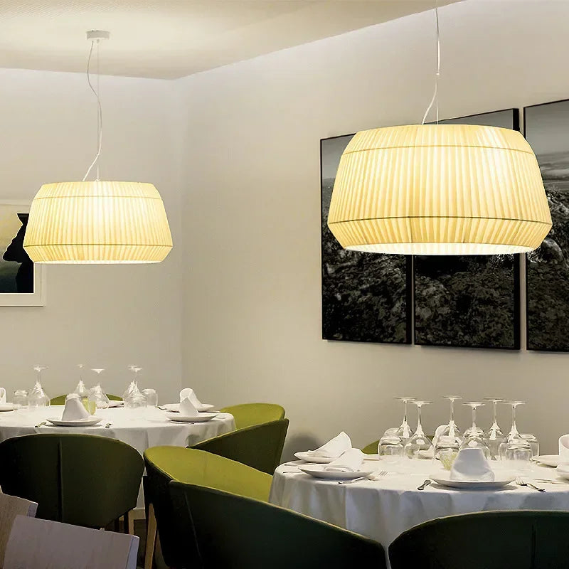 Afralia™ Pleated Fabric LED Pendant Lights - Minimalist Nordic Chandelier for Living Room