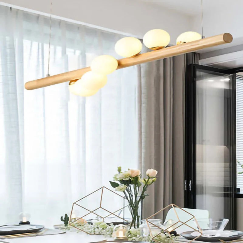 Afralia™ Milk White Glass Balls Pendant Chandelier for Dining Table Kitchen Island LED Lighting