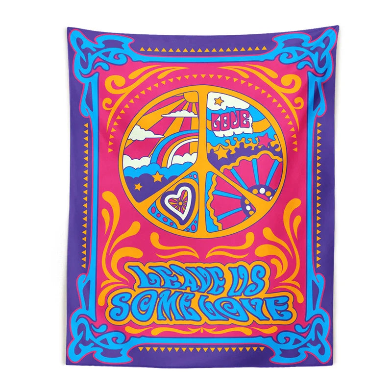 Afralia™ Psychedelic Peace Symbol Tapestry Wall Hanging Home Decor