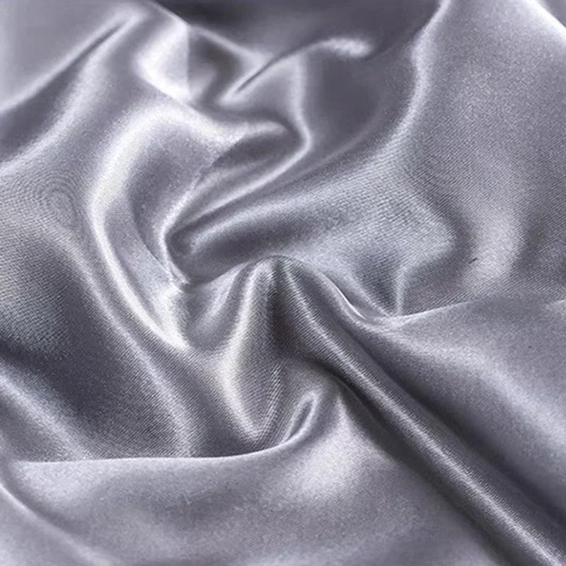 Afralia™ Summer Grey Rayon Silk Bedding Set - Smooth Satin Comforter Kit