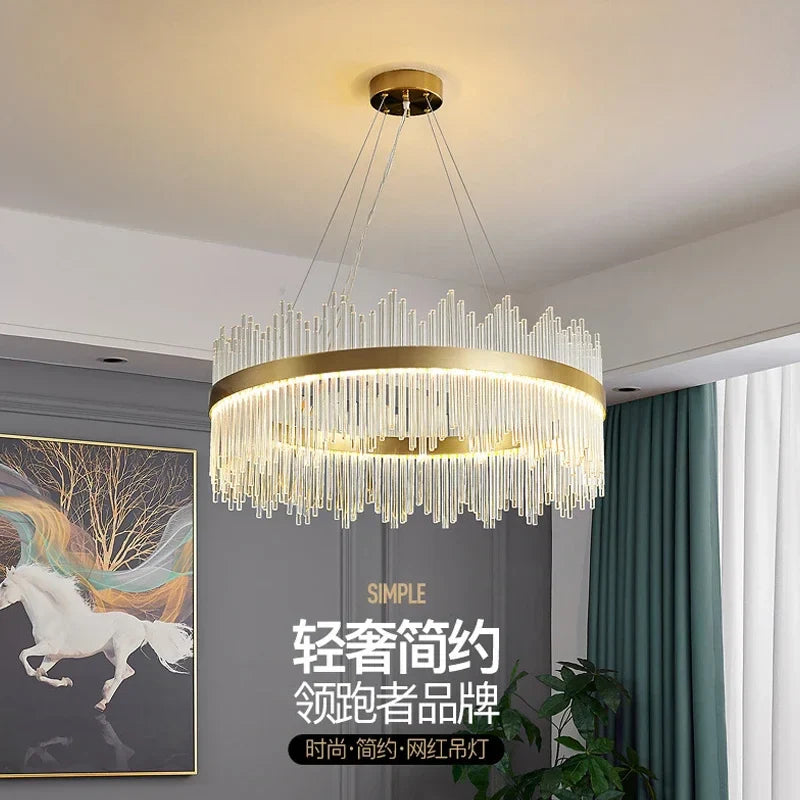 Afralia™ Modern Glass Rod LED Pendant Chandelier for Home Indoor Lighting