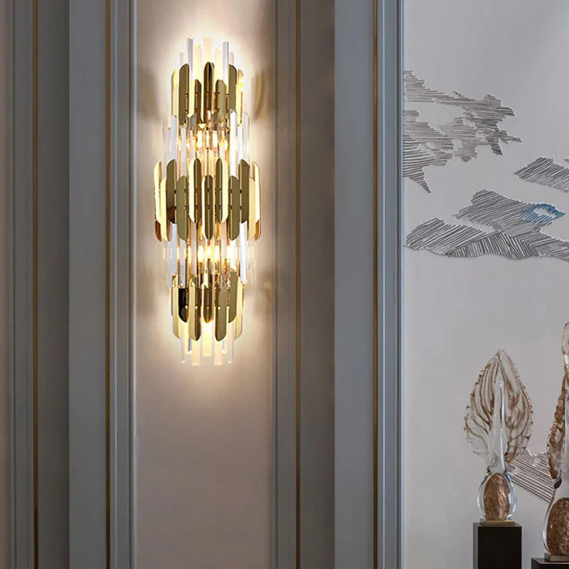 Afralia™ Gold Crystal LED Wall Lamp for Elegant Home Lighting