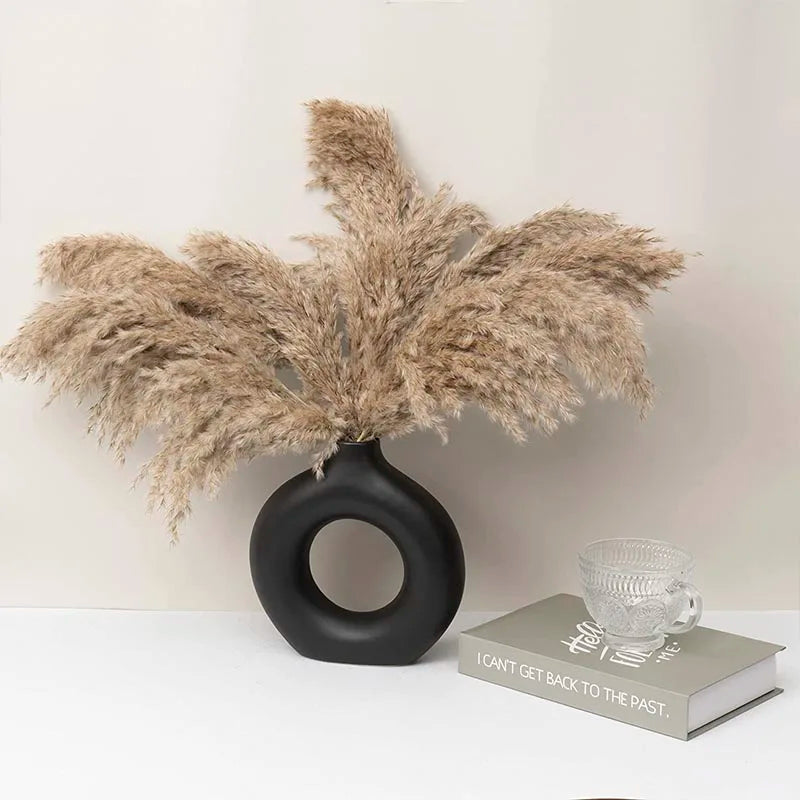 Afralia™ Ceramic Donut Vase: Nordic Art Pampas Grass Home Decor Office Living Room