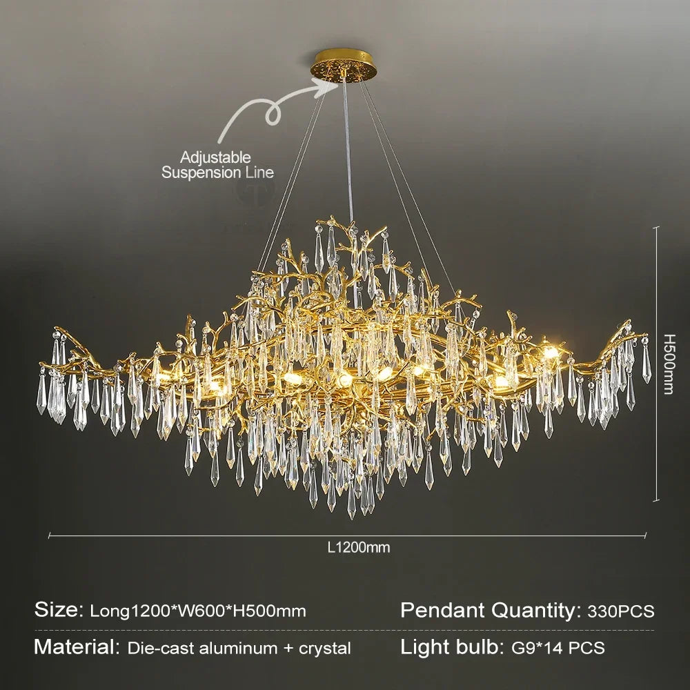Afralia™ Crystal Chandelier: Modern Luxury Long Light for Kitchen, Dining, Living, and Bedroom