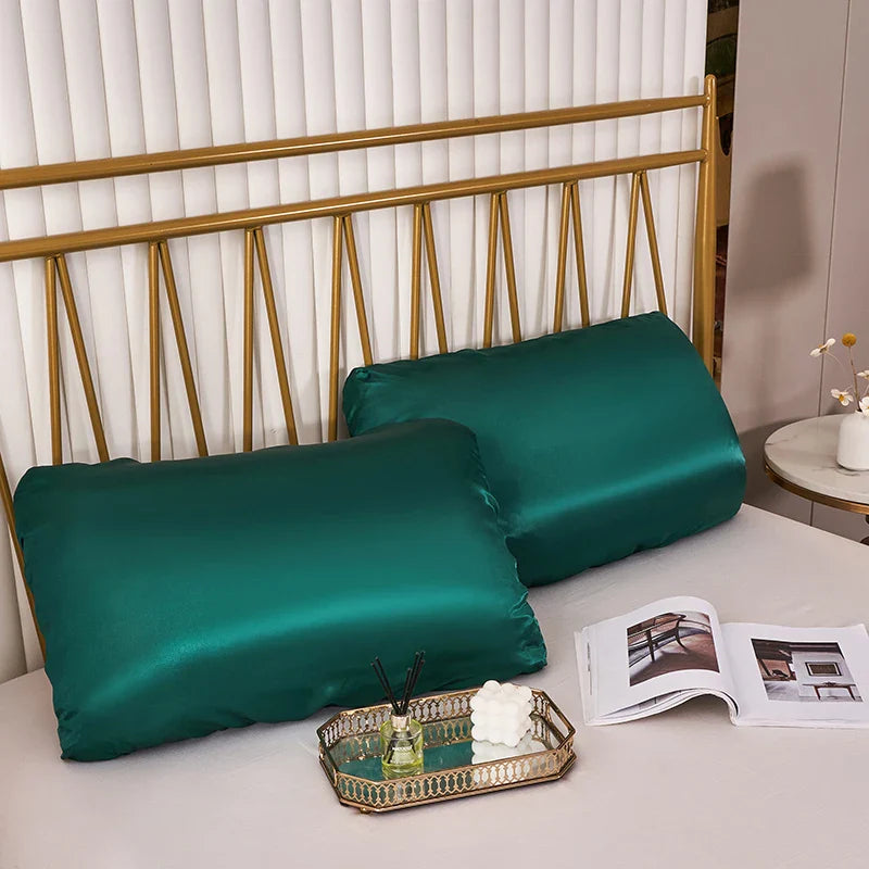 Afralia™ Imitation Silk Elastic Band Pillowcase Queen King Size Smooth Satin Luxury Bedding