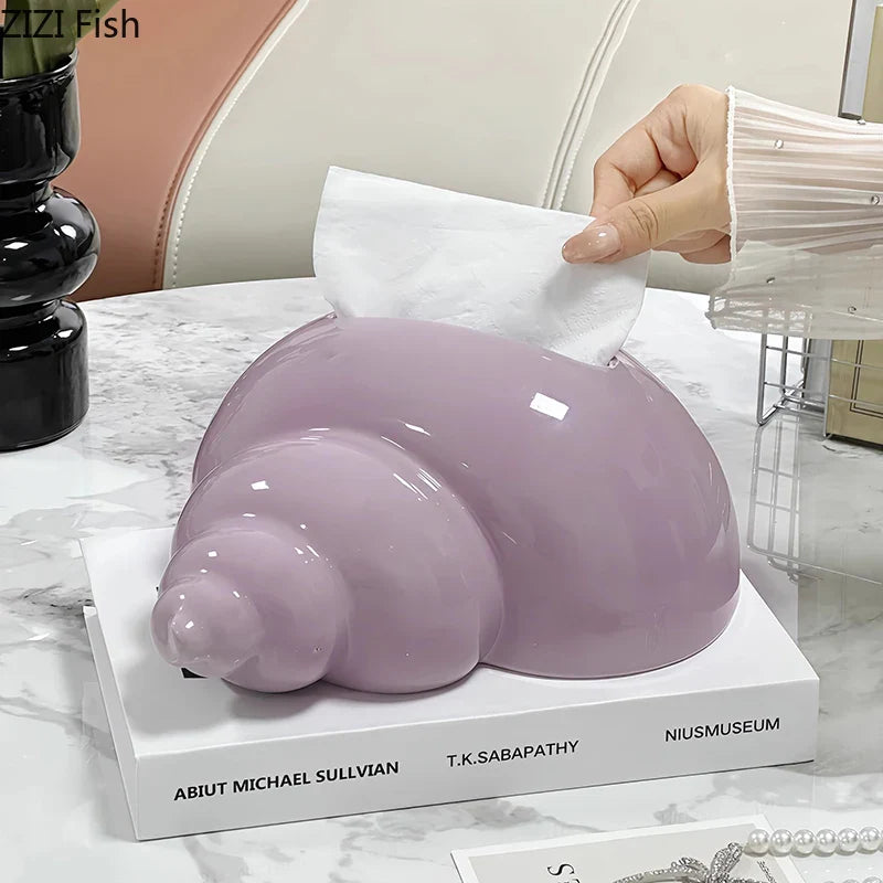 Afralia™ Conch Ceramic Tissue Box: Charming Table Decoration & Paper Towel Case