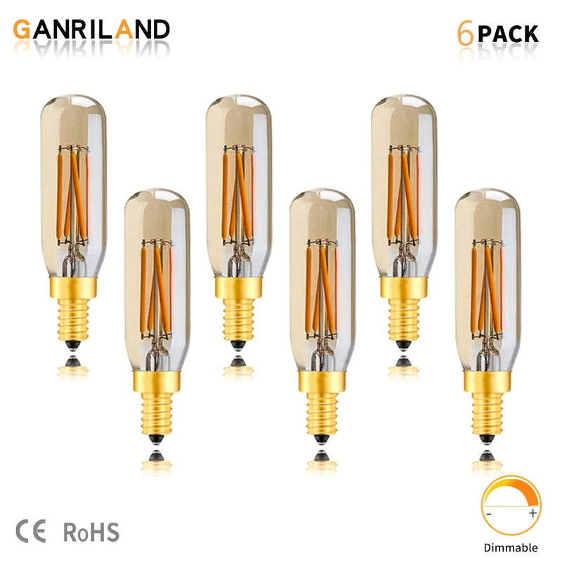 Afralia™ Gold Tint Tubular LED Bulb E12 E14 Candelabra Dimmable 4W T25 T6