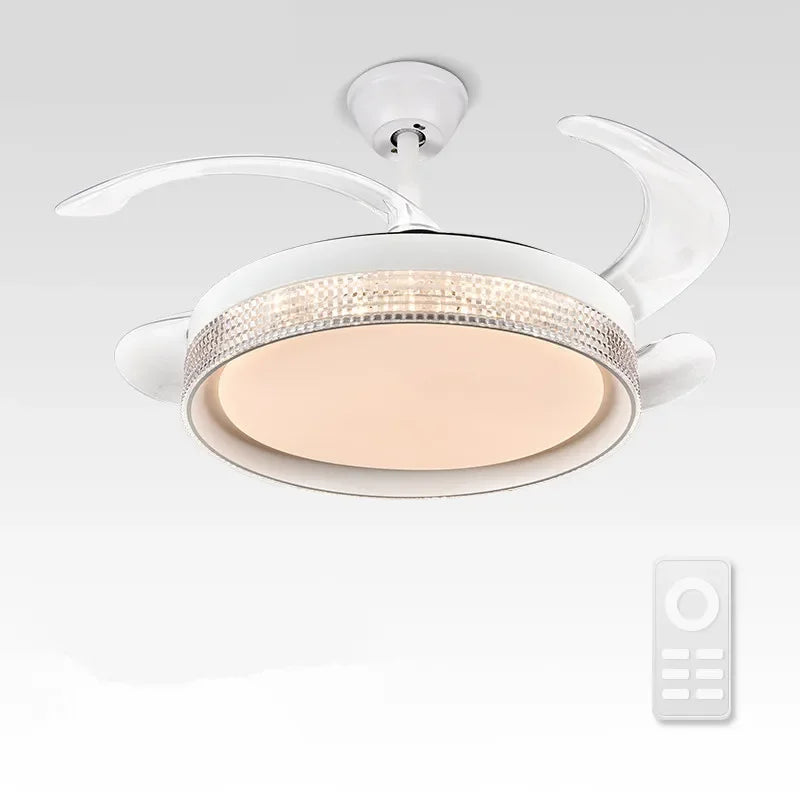 Afralia™ 42/48inch Invisible Chandelier Ceiling Fan with LED Light in Multiple Colors