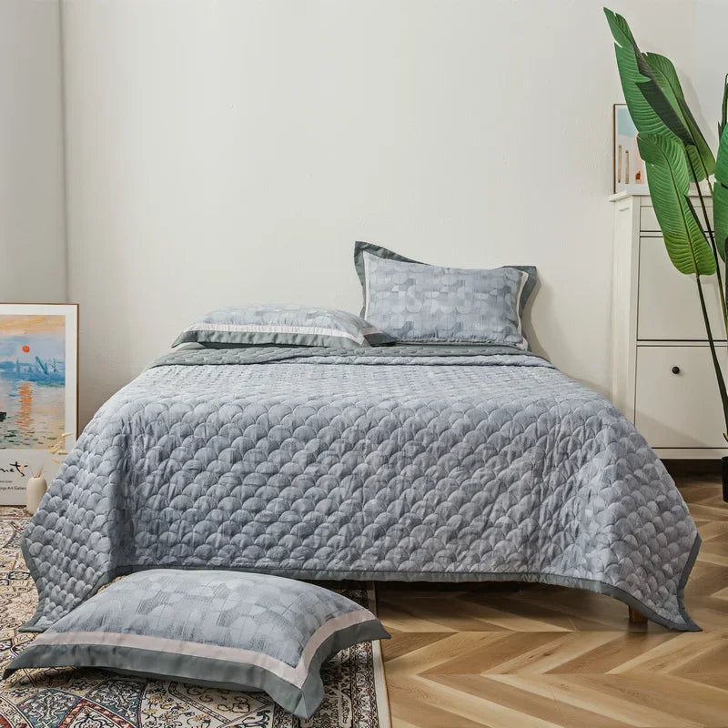 Afralia™ Lyocell Quilted Bedspread Set with Thick Bed Sheets and Pillowcases
