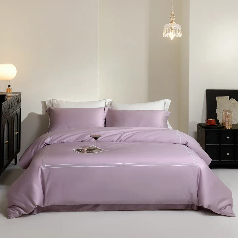 Afralia™ Luxury Solid Color Hotel Style Bedding Set with Egyptian Cotton Softness