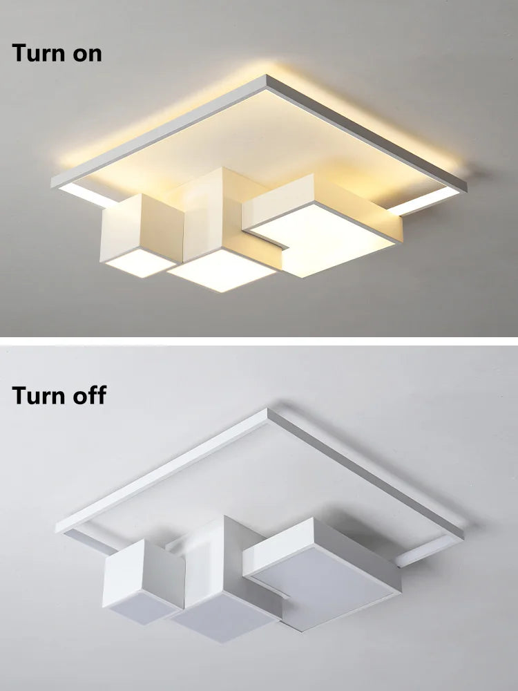 Afralia™ Nordic Square Ceiling Lamp Modern Minimalist Bedroom Lighting