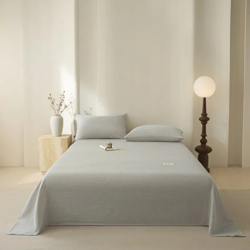 Afralia™ Solid Double-Layer Cotton Bedsheet: Soft, Cozy, High-Quality Flat Sheet for All Seasons