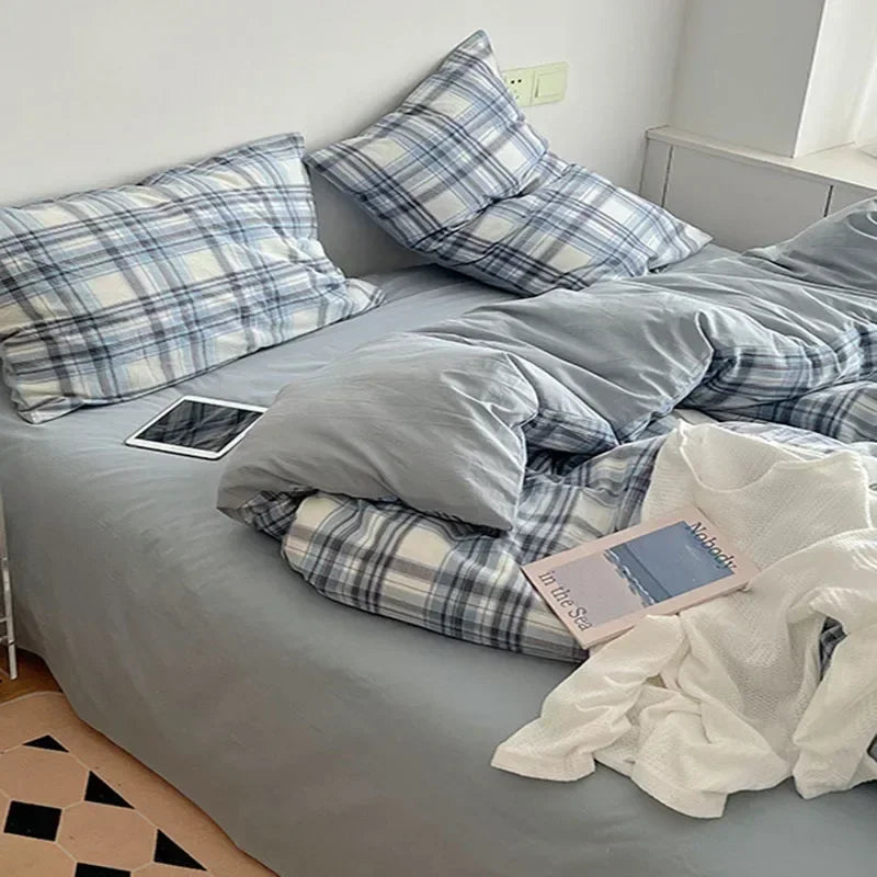 Afralia™ Japanese Style Cotton Printed 4Pcs Bedding Set with Double-Sided Design