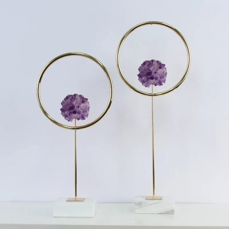 Afralia™ Metal Crystal Pendant Ring Sculpture Geometric Figurine Decoration