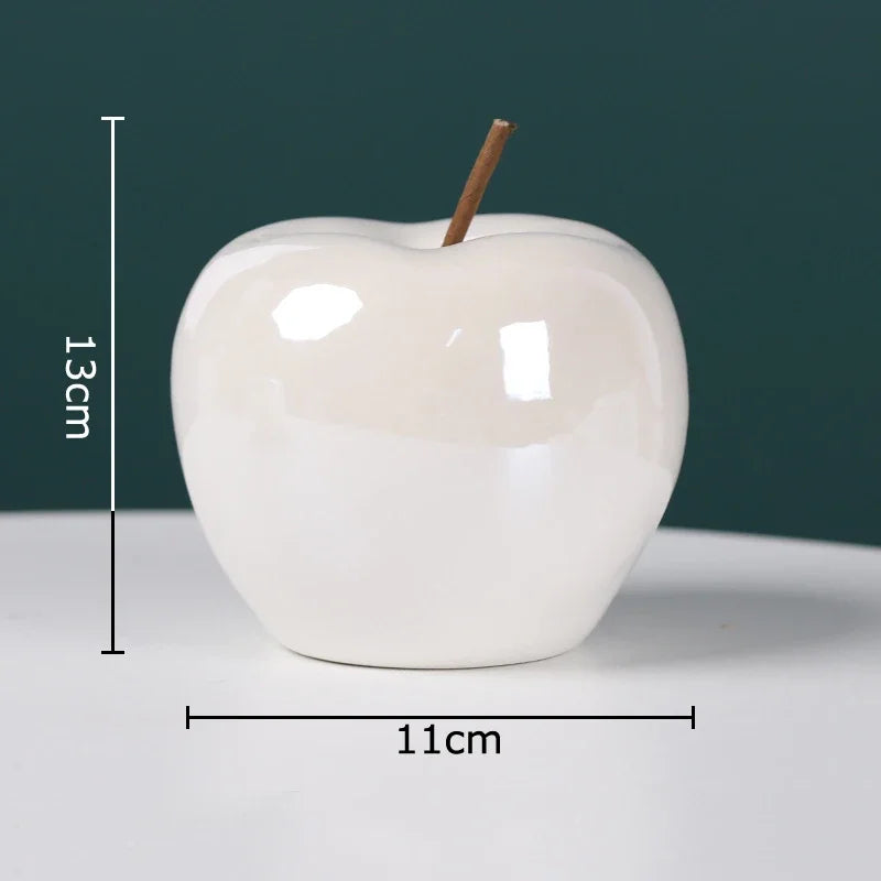 Afralia™ Glowing Ceramic Apple Room Decor Sculpture with LED Light Display.