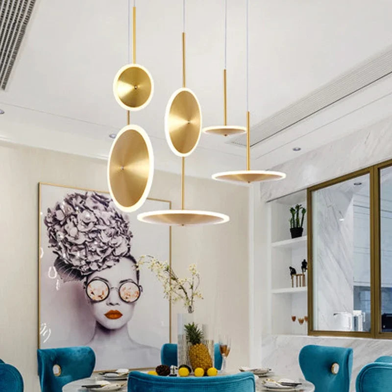 Afralia™ Gold LED Pendant Ceiling Light for Home Decor & Kitchen Island