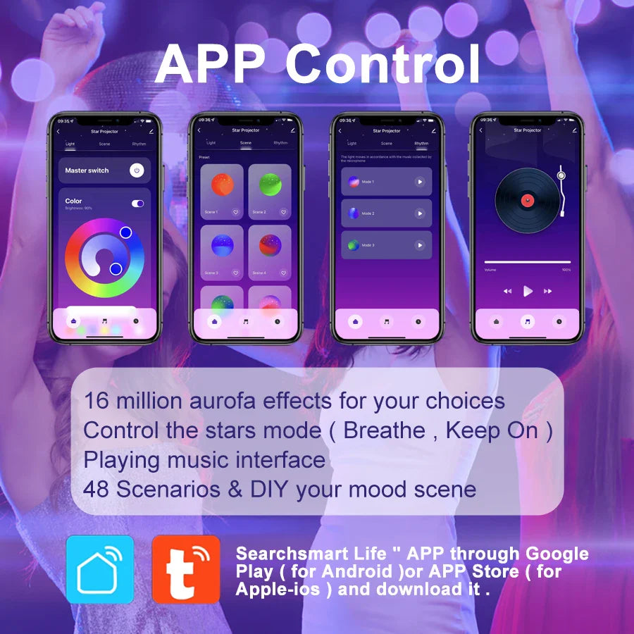 Afralia™ WiFi Galaxy Star Projector Night Light - Bluetooth Starry Sky Lamp