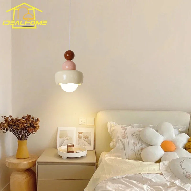 Afralia™ Cream Wind Resin/Glass Pendant Lights: Modern LED E27 Hanging Lamp for Bedroom, Bar, Kids Room