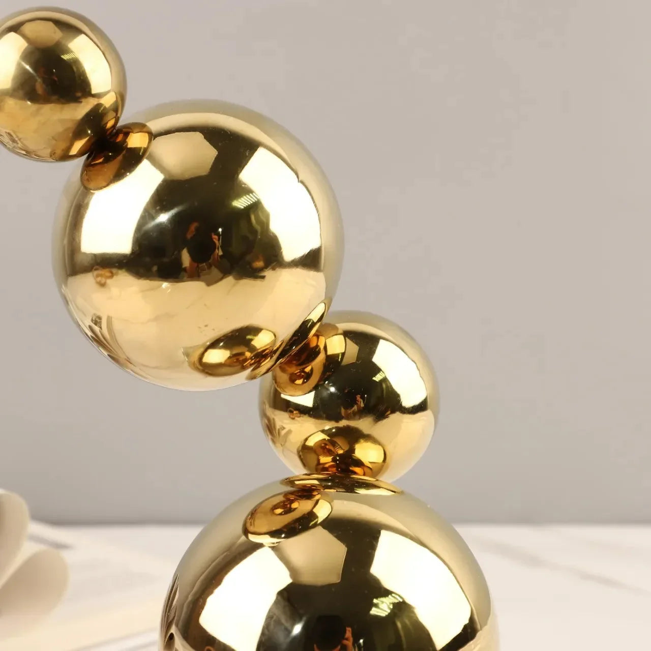 Afralia™ Gold Metal Spheres Stack Art Pieces - Geometric Decorative Figurines