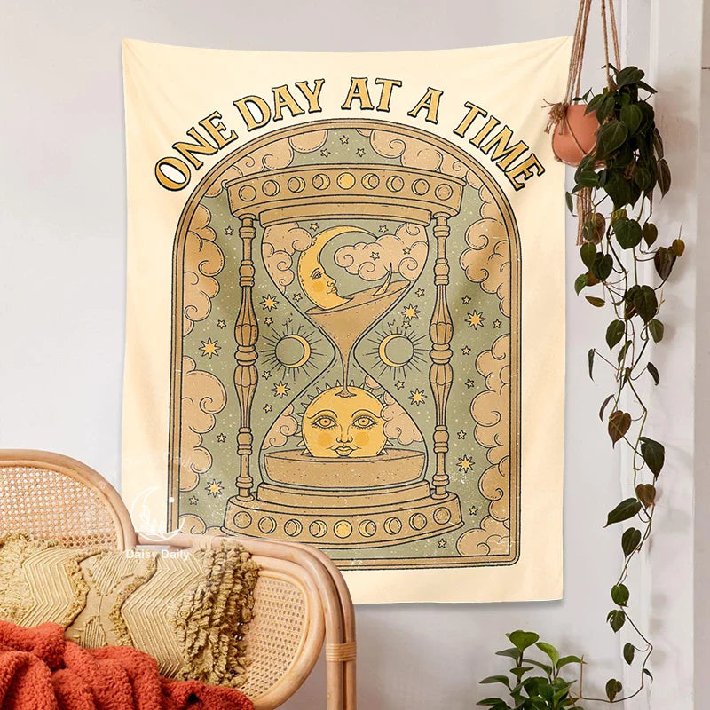 Afralia™ Sun Moon Hourglass Tapestry Wall Hanging for Mystical Boho Decor