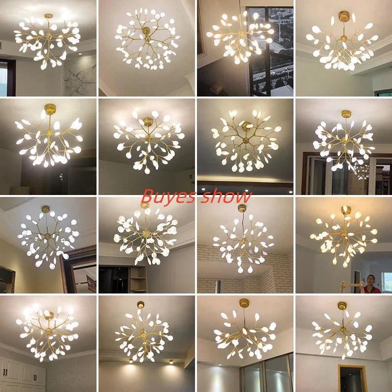 Afralia™ Modern Firefly Pendant Chandelier LED Light Acrylic Ceiling Lamp for Home Decor